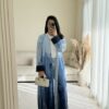 linen abaya bleu