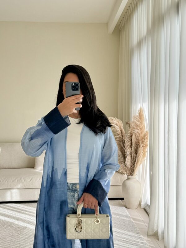 linen abaya bleu