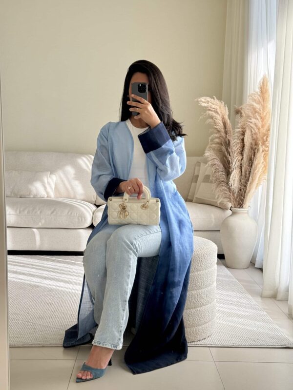 linen abaya bleu