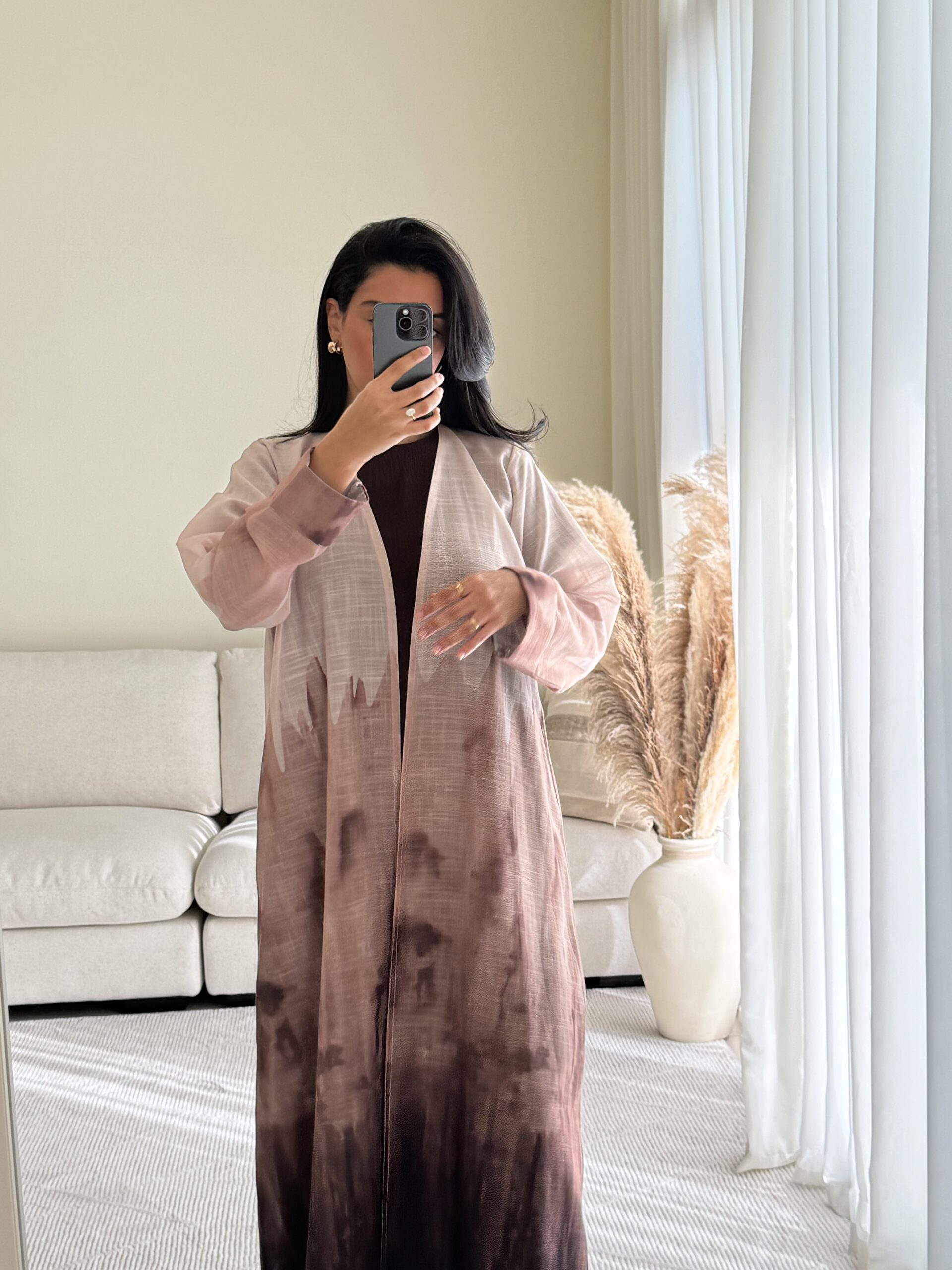 linen abaya marron