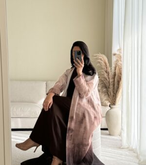 linen abaya marron