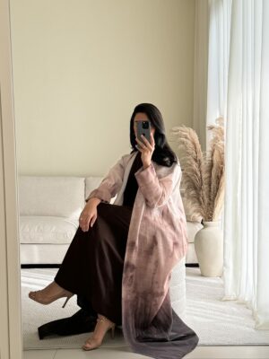 linen abaya marron