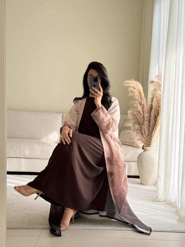 linen abaya marron